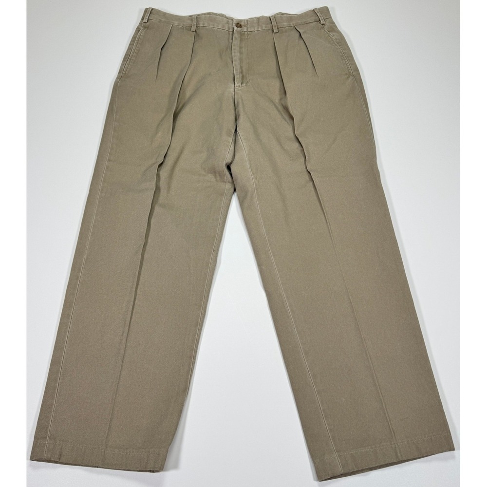 Ben Silver Brooklyn Britches Pleated Chino Pants Men's Fit 34x29 Khaki Trousers